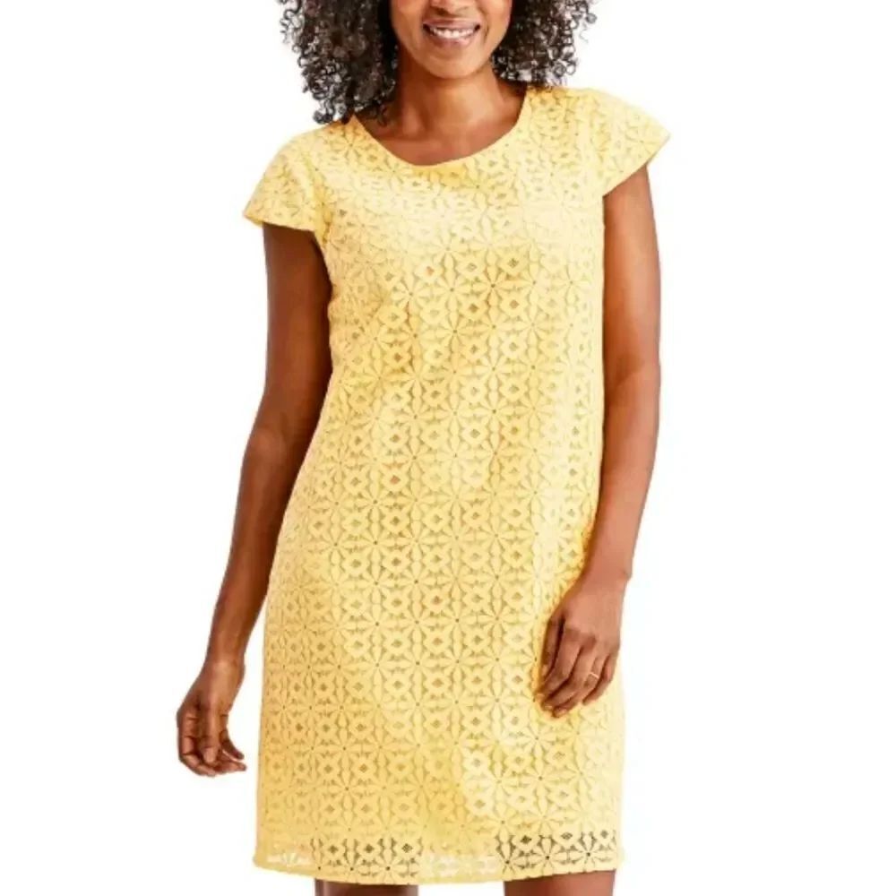 BRAND NEW R&K HIDDEN ZIPPER CLOSURE ROUND NECKLINE SHEATH LACE DRESS - Picture 1 of 15